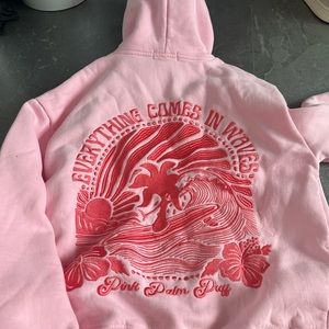 pink palm, puff hoodie, size small. Small business hoodie, discontinued.